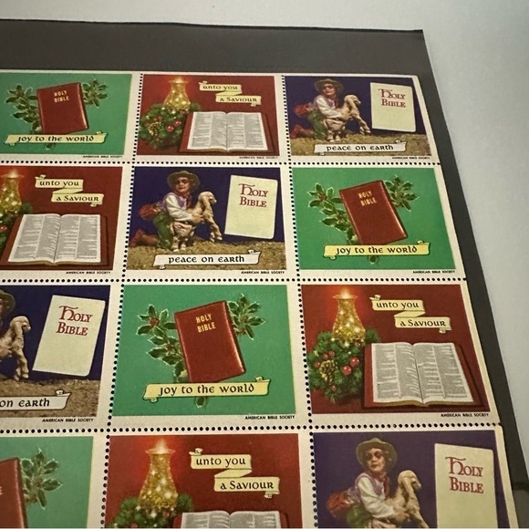 Christmas in July 🎄Vintage Sheet of Seals from the American Bible Society - 1965 - Picture 5 of 9